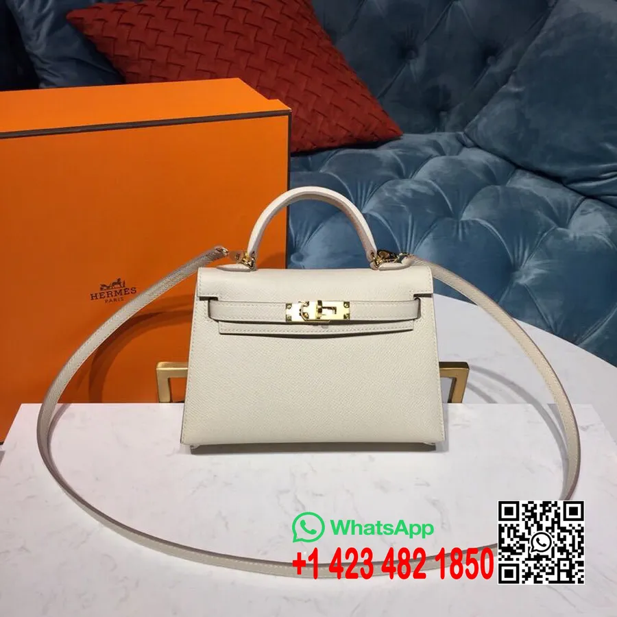 Hermes Mini Kelly 20cm Epsom Çanta El Dikişli Altın Donanım, Craie