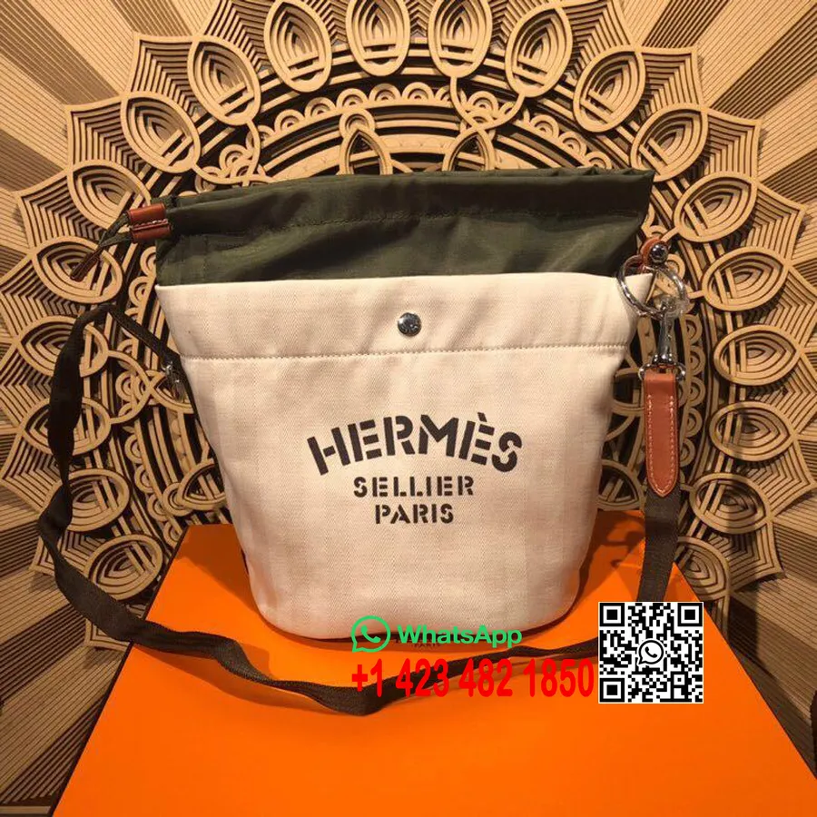 Hermes Sac De Pansage Bøttepose Med Snøring Palladium Hardware, Krembrun