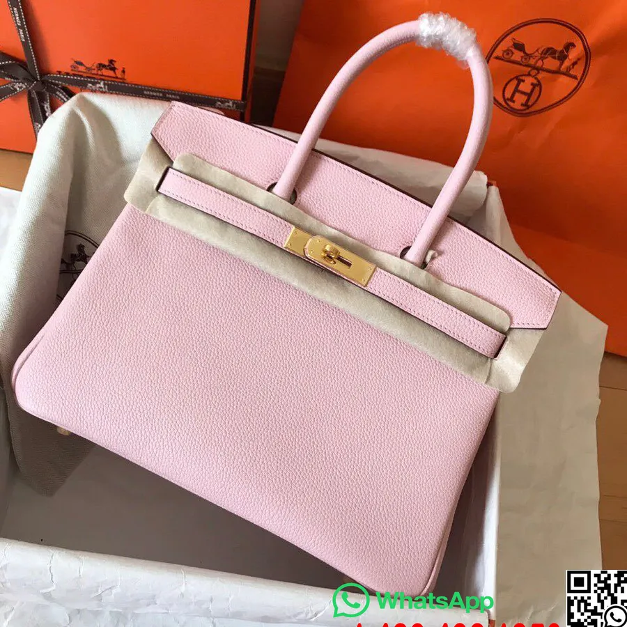 Hermes Birkin 30cm Togo Borjúbőr Táska Félig Kézzel Varrott Arany Hardver, Rózsa Sakura 3q