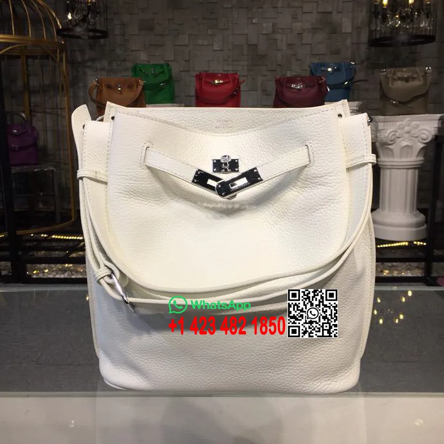 Tas Hermes So Kelly Tas Kulit Anak Sapi Togo 26cm Palladium Hardware Jahitan Tangan, Putih