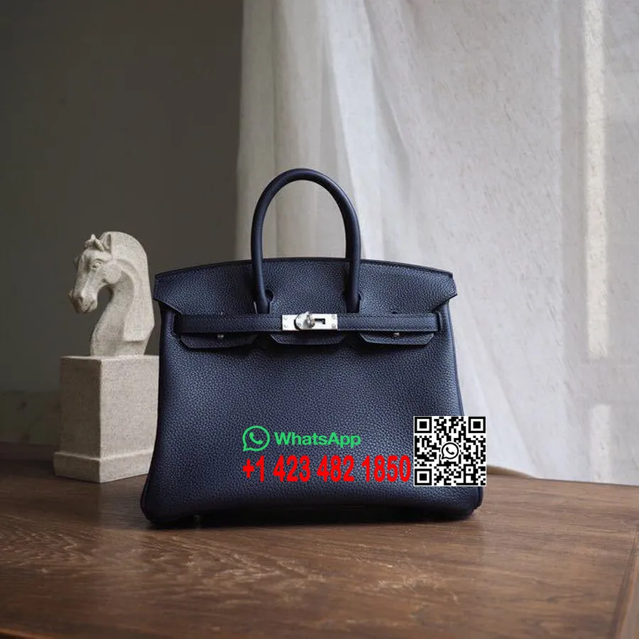 Hermes Birkin 25 Cm Togo Kalvskinnsväska Handsydd Palladiumbeslag, Noir Ck89