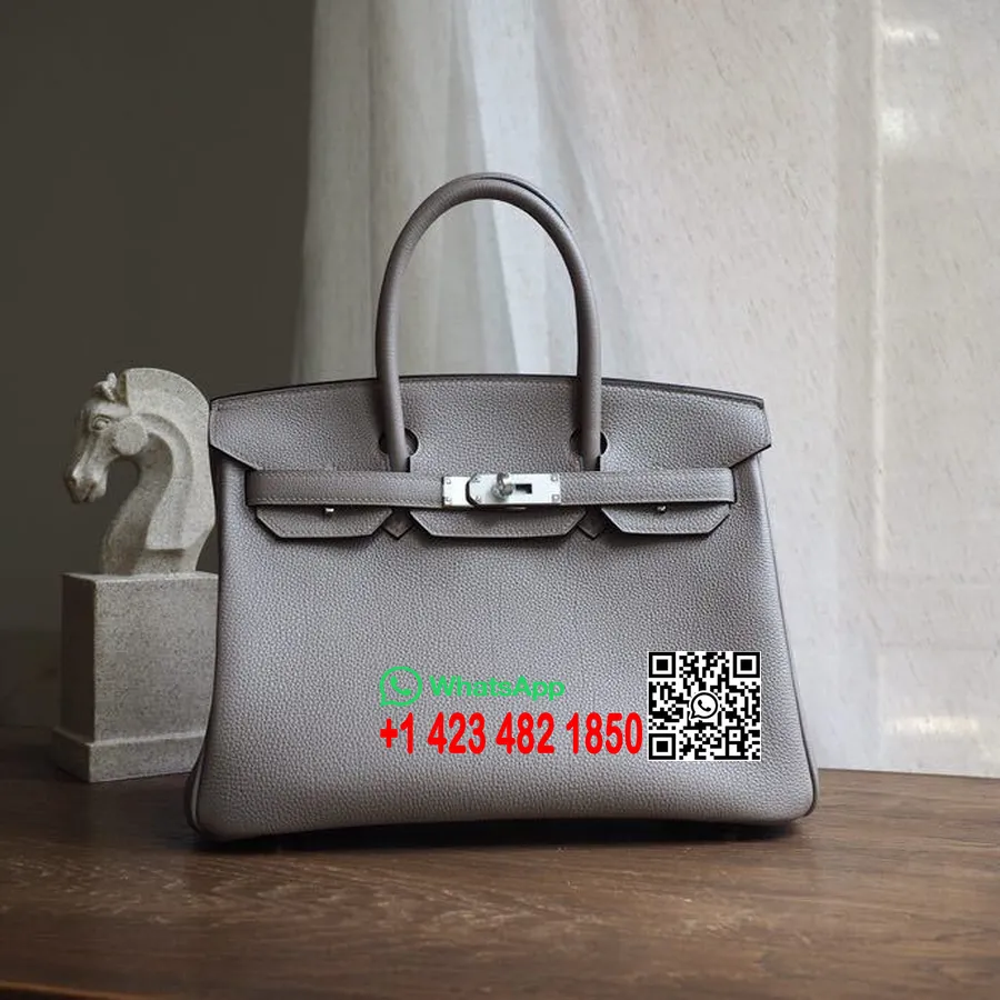 Hermes Birkin 30cm Togo Telečja Torba Ročno šivana, Gris Asphalte M8