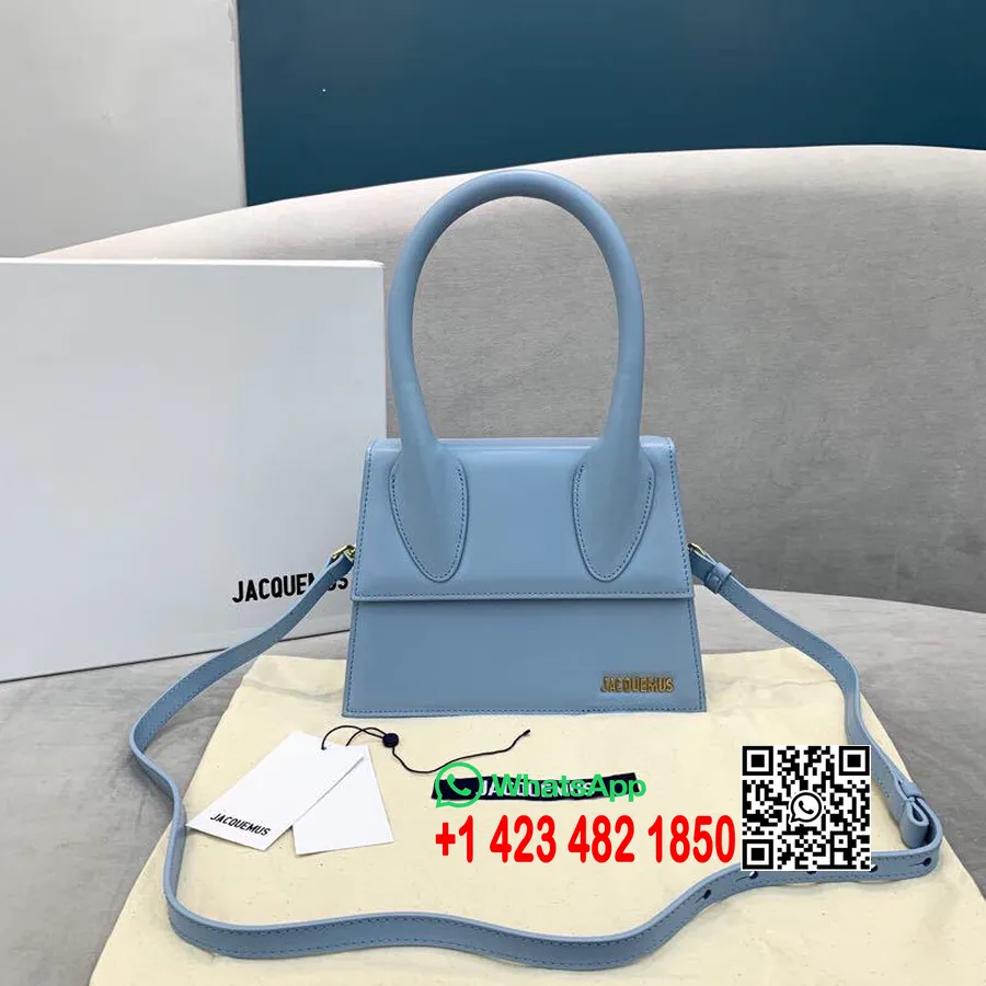 Jacquemus Le Grand Tasche, Glattes Kalbsleder, Herbst-/Winterkollektion 2019, Hellblau