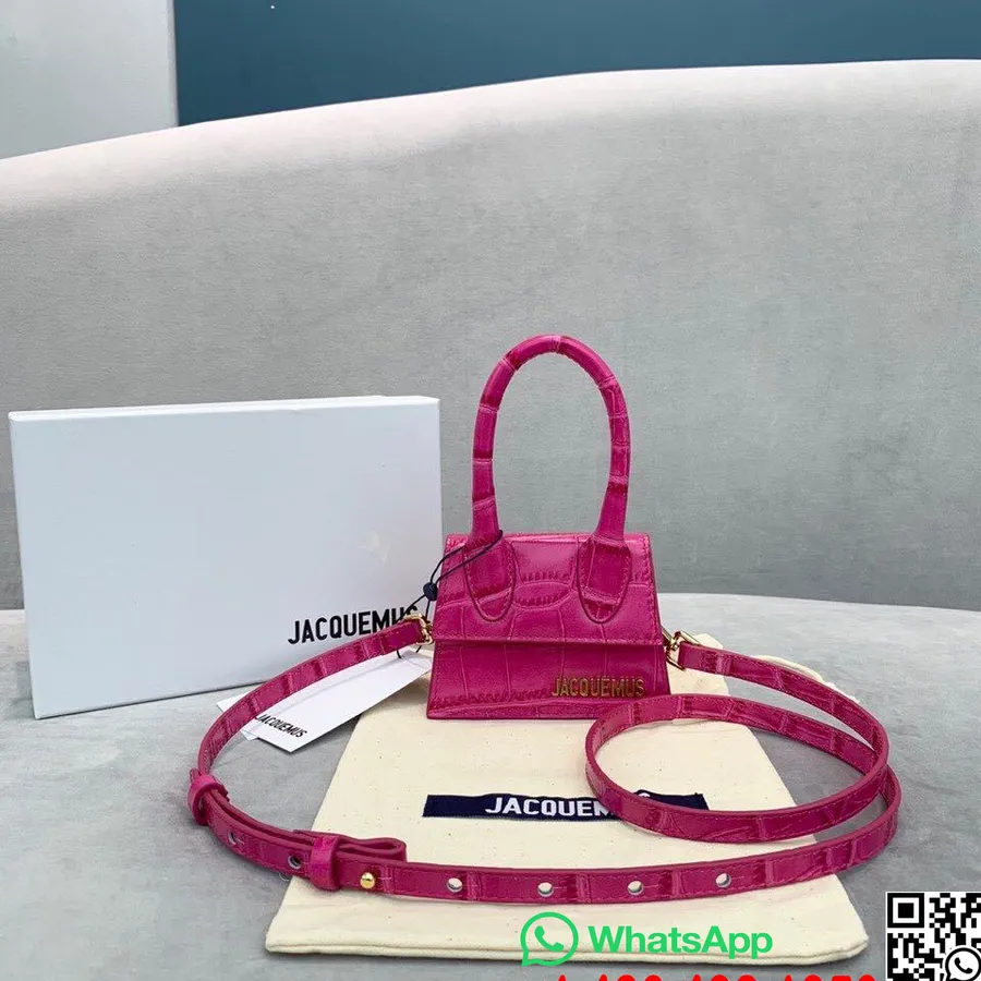 Tas Jacquemus Le Chiquito Koleksi Pola Buaya Kulit Anak Sapi Koleksi Musim Gugur/dingin 2019, Hot Pink