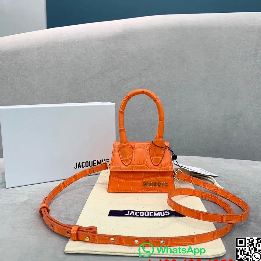 Jacquemus Le Chiquito Tasche Krokodilmuster Kalbsleder Herbst/Winter 2019 Kollektion, Orange