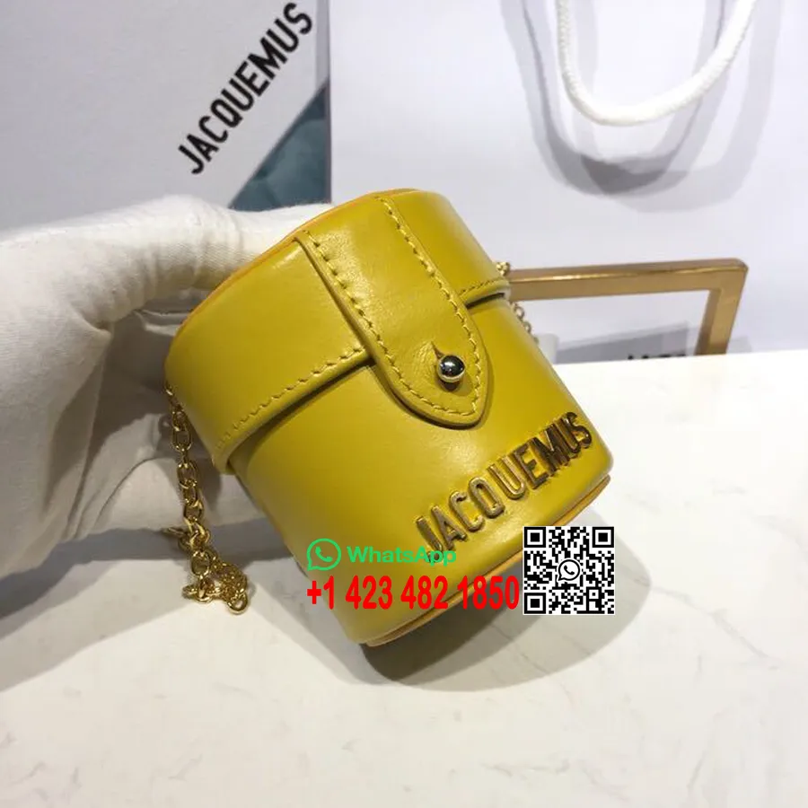 Tas Jacquemus Le Vanity 18cm Kulit Anak Sapi Koleksi Musim Semi/musim Panas 2019, Kuning