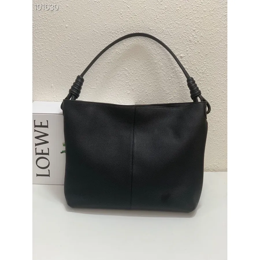 Loewe Flamenco Tot Knot τσάντα 32cm, δέρμα μοσχαριού συλλογή φθινόπωρο/χειμώνας 2022, μαύρο