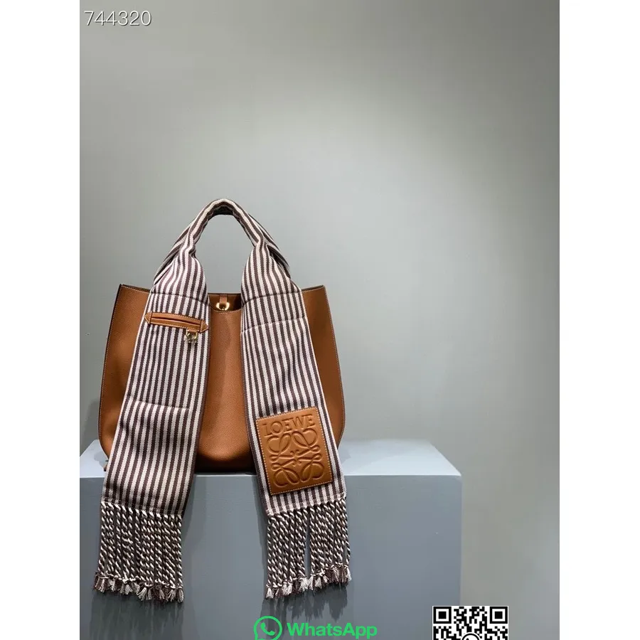 Loewe Syal Ember Tote Bag 42cm Kulit Anak Sapi Koleksi Musim Semi/musim Panas 2021, Tan