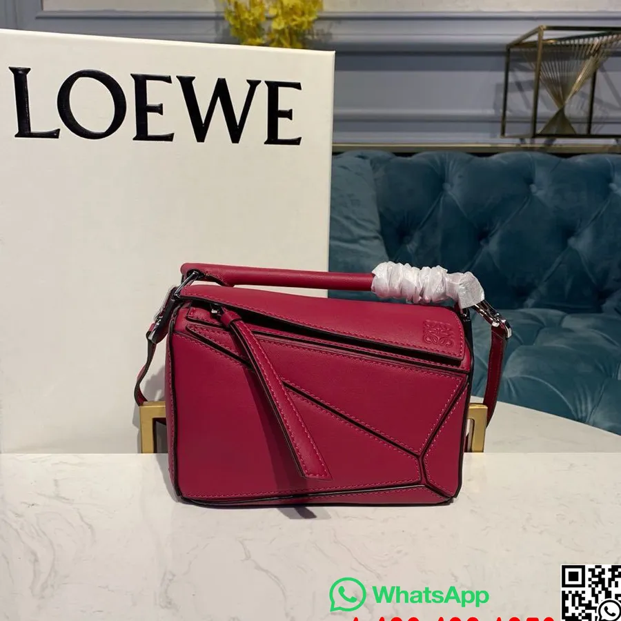 Loewe Mini Puzzle çantası 18cm Dana Derisi İlkbahar/Yaz 2020 Koleksiyonu, Fuşya