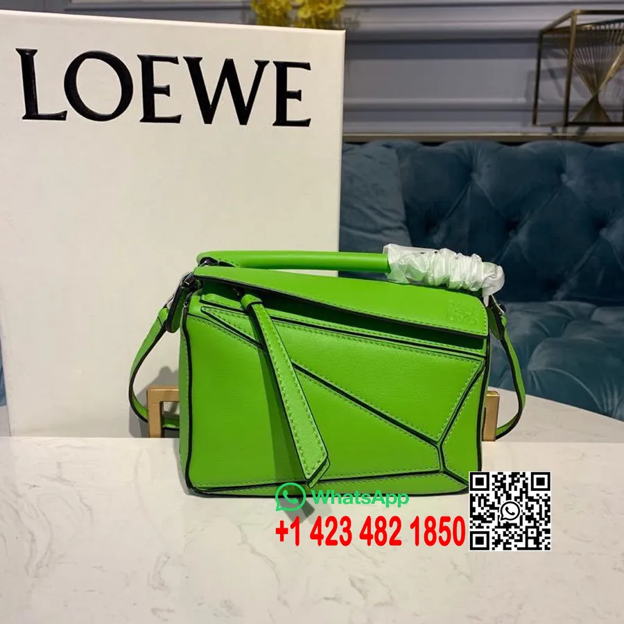 Loewe Mini Bolso Puzzle 18cm Piel De Becerro Colección Primavera/verano 2020, Verde Primavera