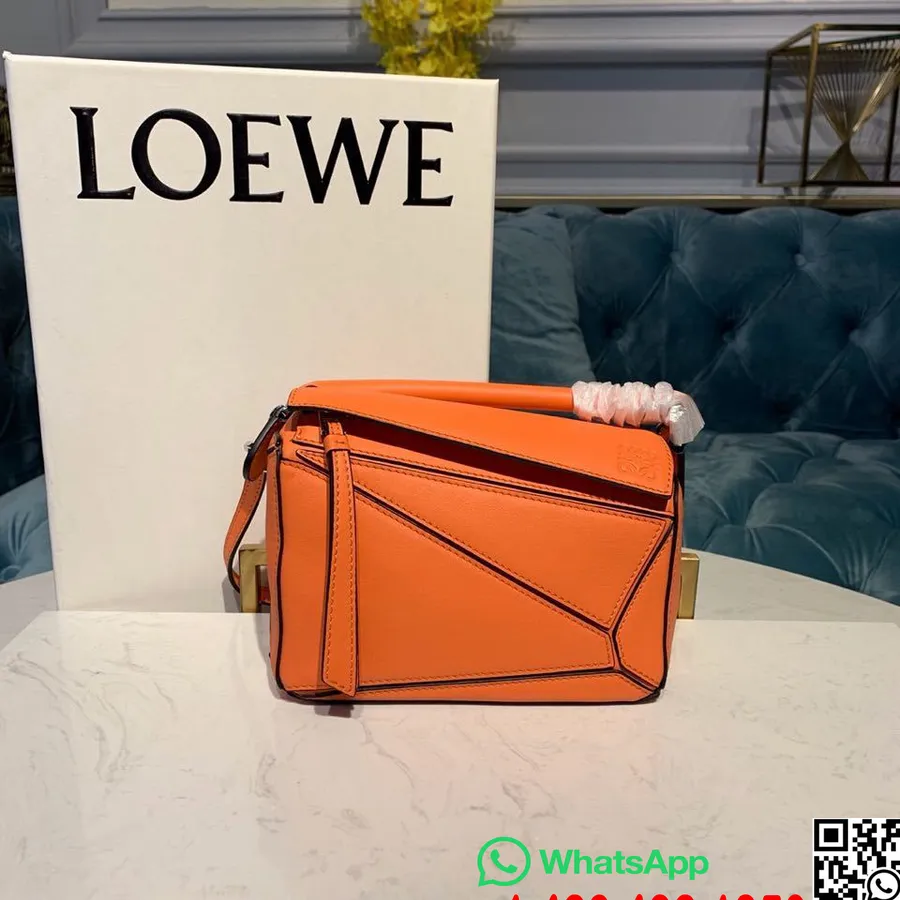 Loewe Mini Puzzle Çanta 18cm Dana Derisi İlkbahar/Yaz 2020 Koleksiyonu, Turuncu