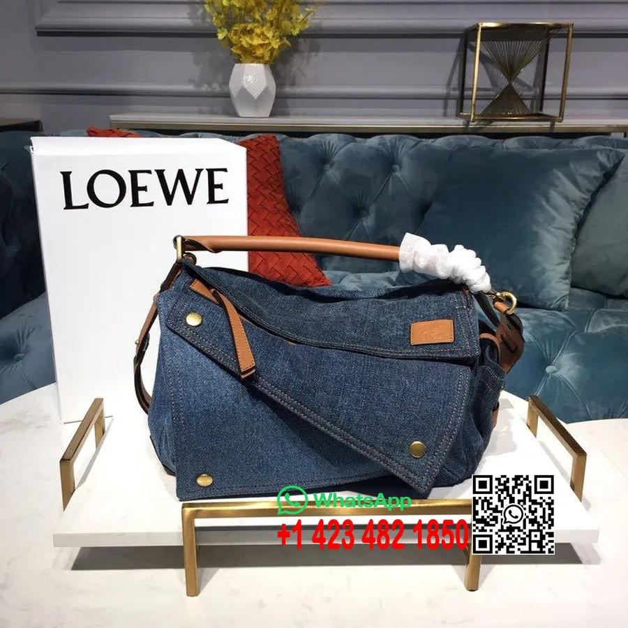 Loewe Puzzle Çanta 30cm Dana Derisi İlkbahar/Yaz 2020 Koleksiyonu, Kot Mavisi