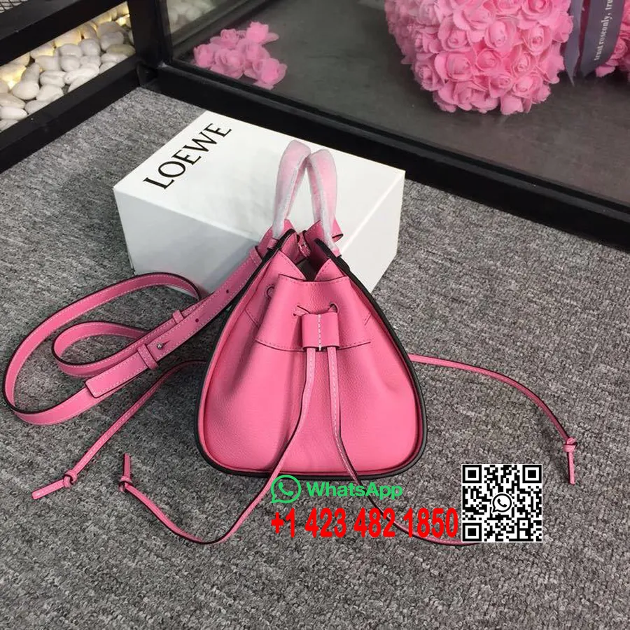 Loewe Mini Hammock Dw Bag 20cm Kulit Anak Sapi Koleksi Musim Semi/musim Panas 2019, Mawar Merah Muda