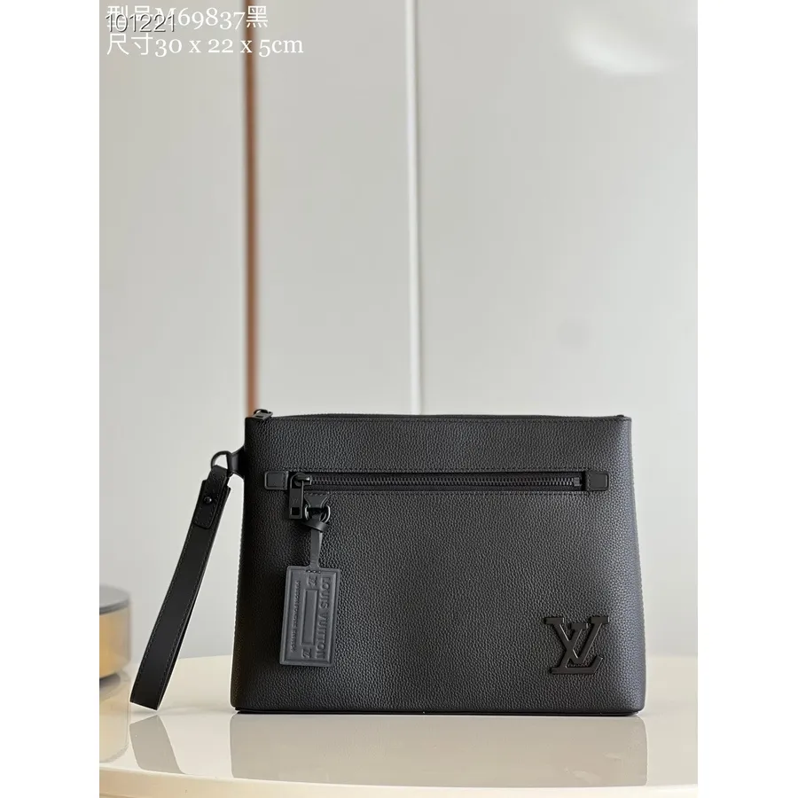 Louis Vuitton Takeoff Buideltas 30cm Aerogram Rundleer Herfst/winter 2022 Collectie M69837, Zwart