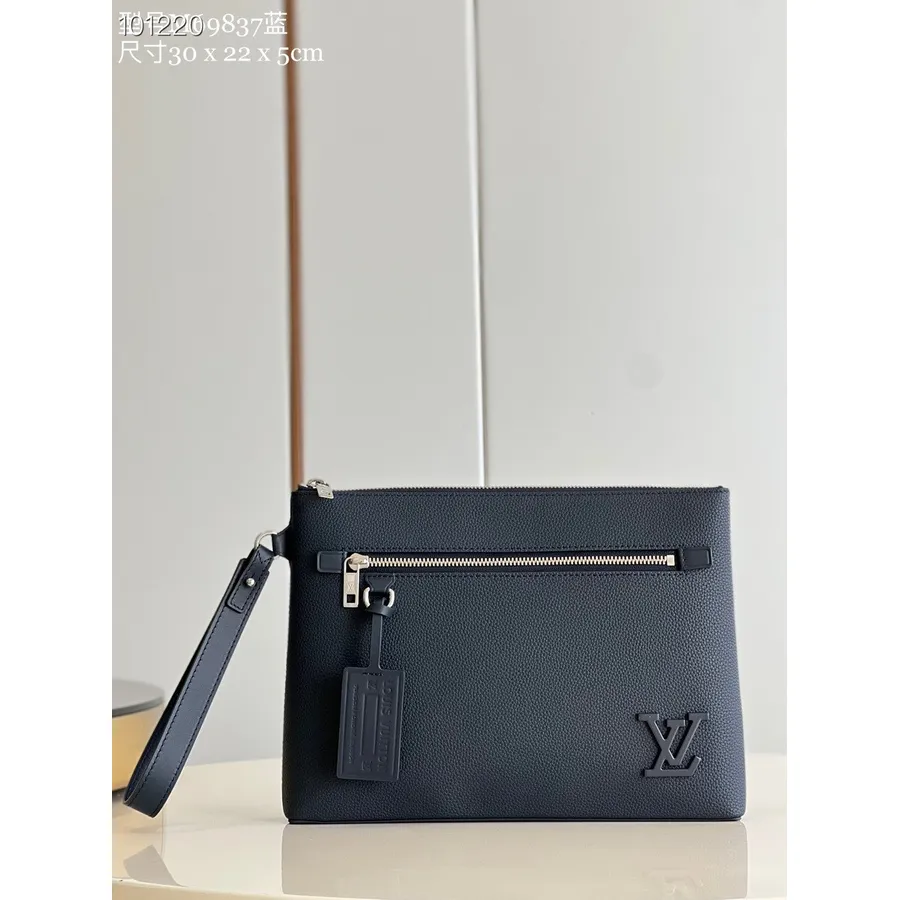 Louis Vuitton Takeoff Bouweltas 30cm Aerogram Rundleer Herfst/winter 2022 Collectie M69837, Marineblauw