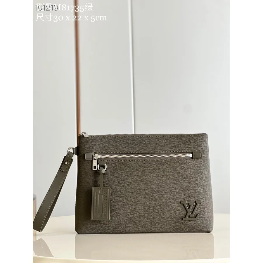 Louis Vuitton Takeoff Buideltas 30cm Aerogram Rundleer Herfst/winter 2022 Collectie M69837, Kaki