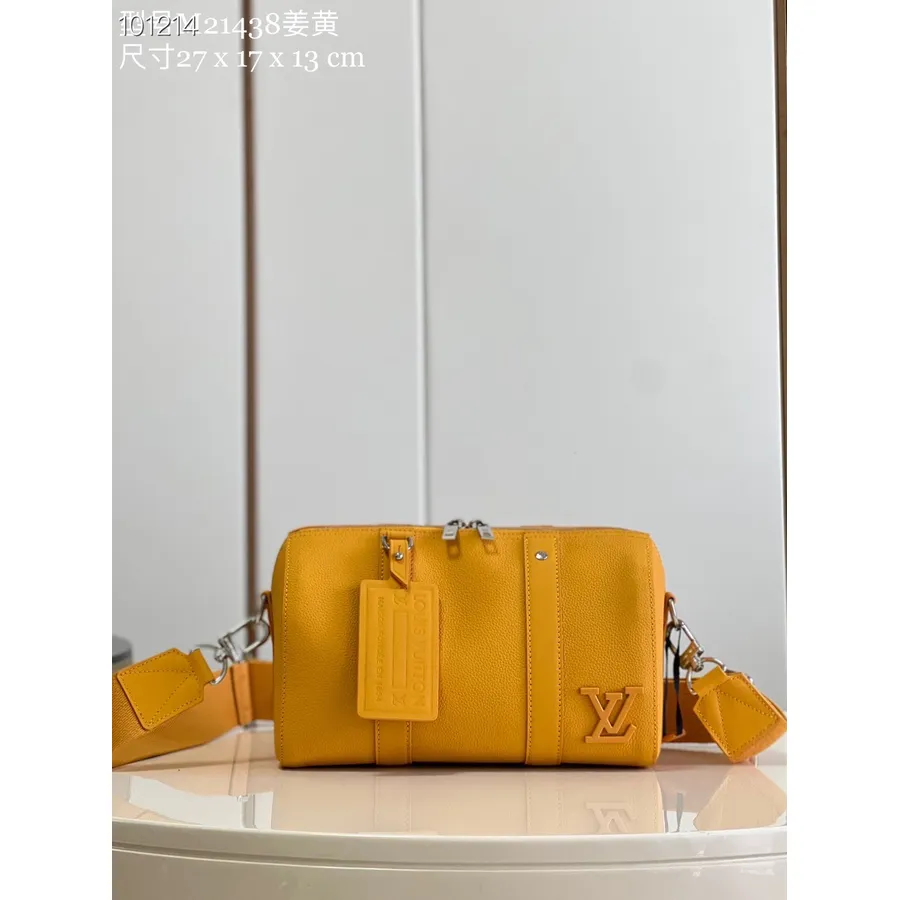 Louis Vuitton City Keepall Tas 27cm Aerogram Rundleer Herfst/winter 2022 Collectie M21438, Saffraangeel