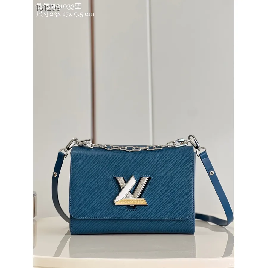 Louis Vuitton Twist Mm Väska 23cm Epi Grained Canvas Läder Höst/vinter 2022 Kollektion M21033, Toledo Blå