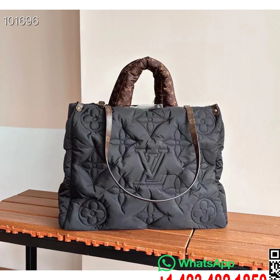 Tas Louis Vuitton Onthego 41cm Econyl Dengan Trim Kanvas Berlapis Monogram Mini Koleksi Musim Gugur/dingin 2022 M21069, Hitam