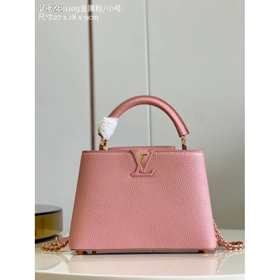 Louis Vuitton Capucines BB Bag 27 Cm Taurillon Leder Herbst/Winter 2022 Kollektion M21103, Perlrosa