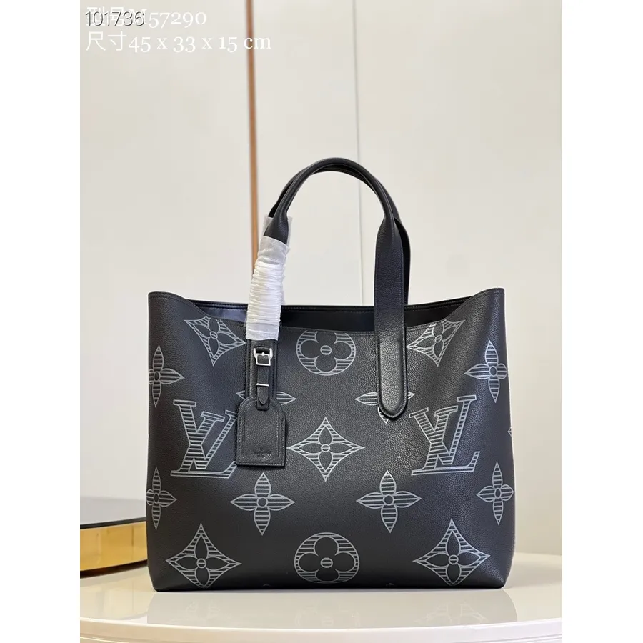 Louis Vuitton Cabas Voyage 42cm Milzu Taurilona Monogramma ēnu Audekls Rudens/ziema 2022 Kolekcija M57290, Melna