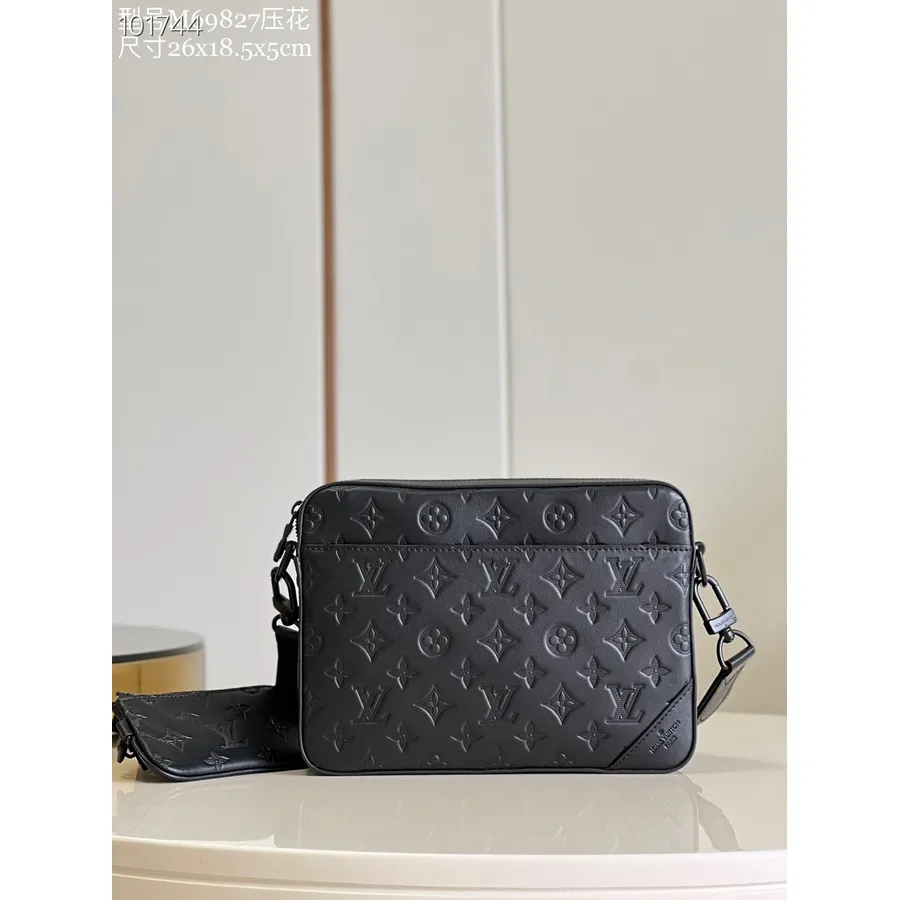 Louis Vuitton Duo Messager 28cm Cuir Monogram Shadow Collection Automne/hiver 2022 M59327, Noir