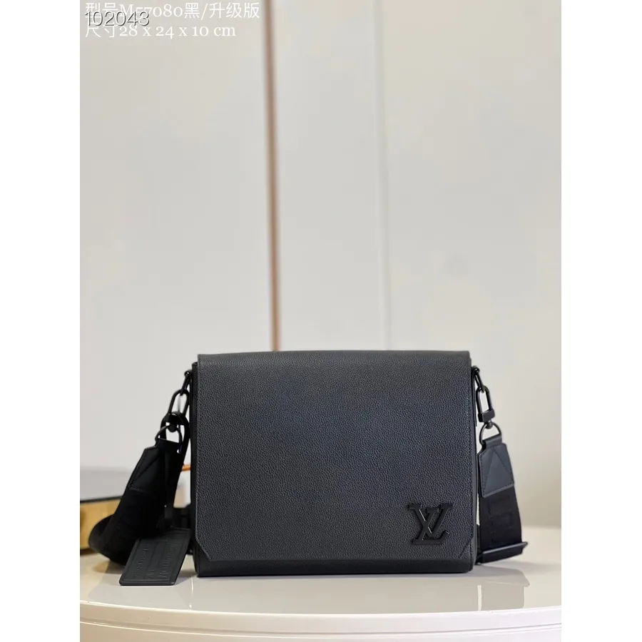 Louis Vuitton Takeoff Messager 28cm Cuir De Vachette Aérogramme Collection Automne/hiver 2022 M59327, Noir