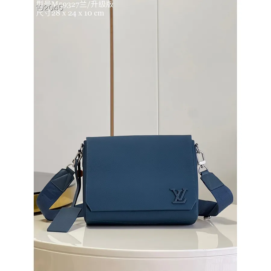 Louis Vuitton Takeoff Messager 28cm Cuir De Vachette Aérogramme Collection Automne/hiver 2022 M59327, Bleu