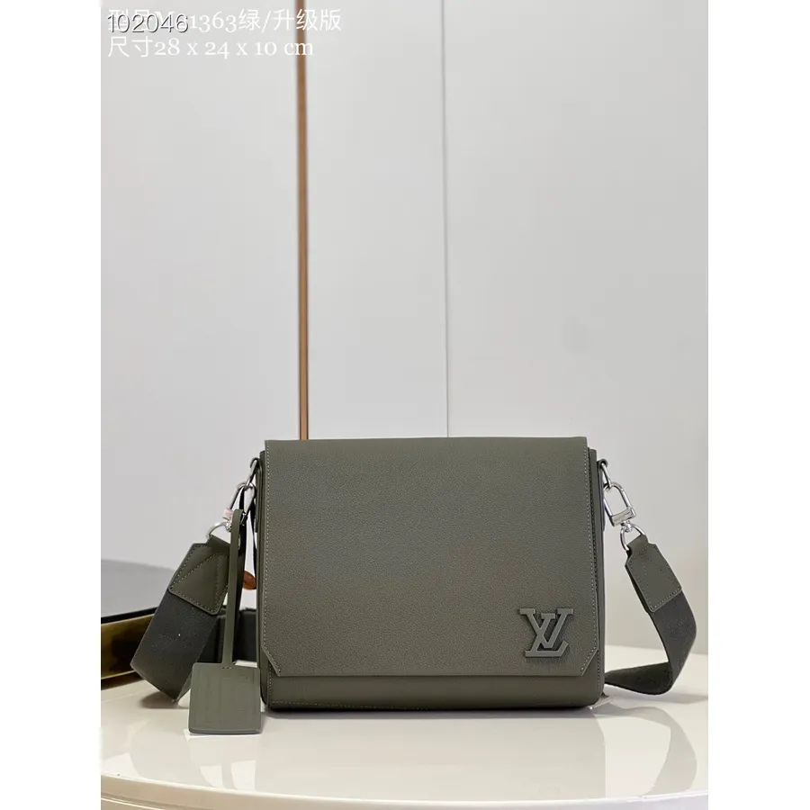 Louis Vuitton Takeoff Messager 28cm Cuir De Vachette Aérogramme Collection Automne/hiver 2022 M59327, Vert Foncé