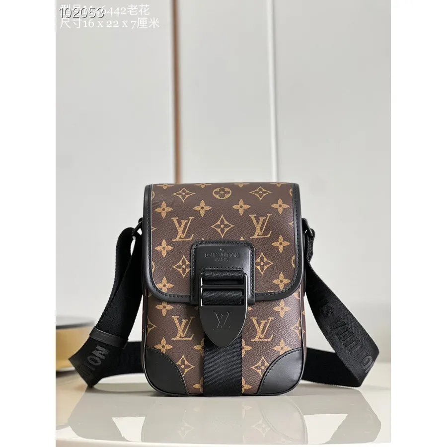 Louis Vuitton Archy Messenger Pm 22cm Monogram Macassar Canvas Skinn Høst/vinter 2022 Kolleksjon M46442, Brun