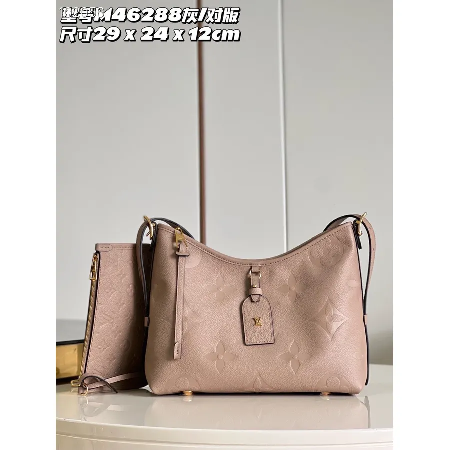 Louis Vuitton Carryall Pm Bag 30cm Monogram Empreinte Canvas Skinn Høst/vinter 2022 Kolleksjon M46293, Taupe