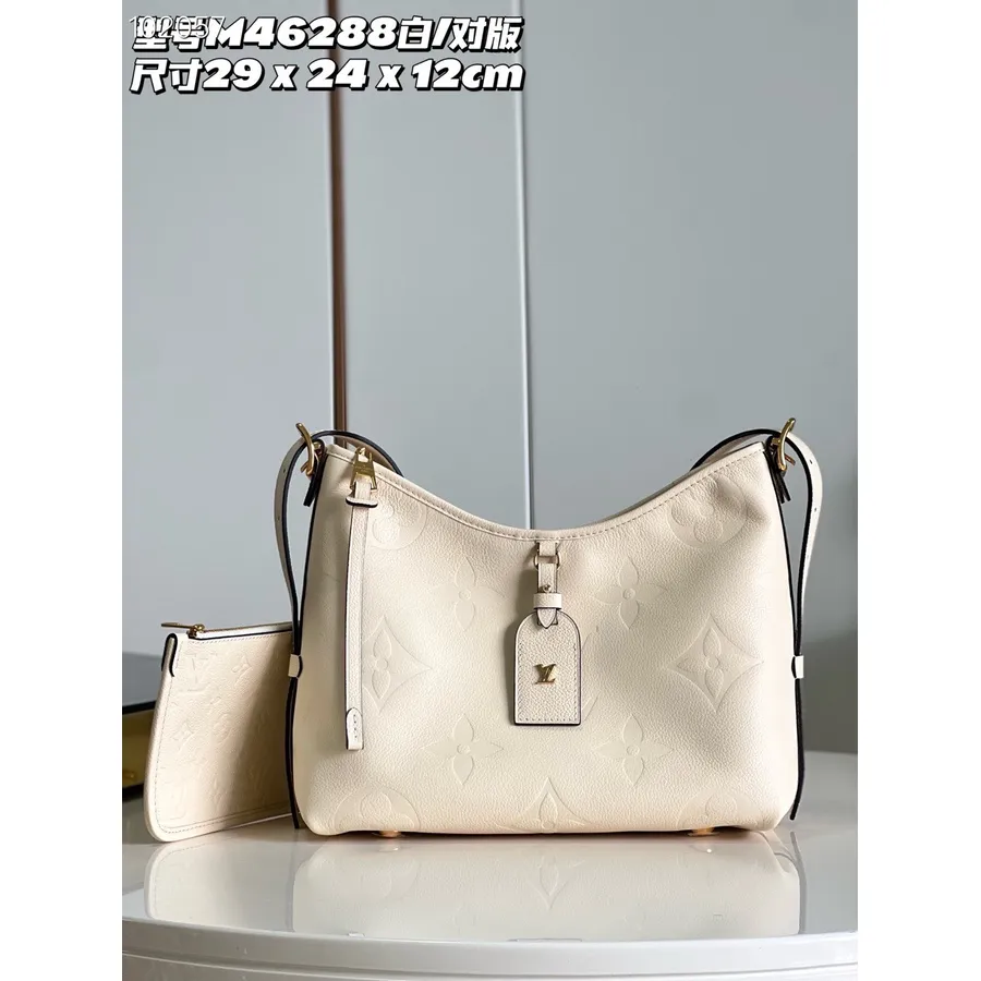 Louis Vuitton Carryall Pm Bag 30cm Monogram Empreinte Canvas Skinn Høst/vinter 2022 Kolleksjon M46293, Beige