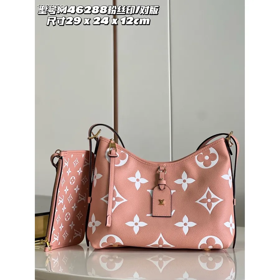 Louis Vuitton Carryall Pm Bag 30cm Monogram Empreinte Canvas Skinn Høst/vinter 2022 Kolleksjon M46298, Rose Trianon Rosa/crem