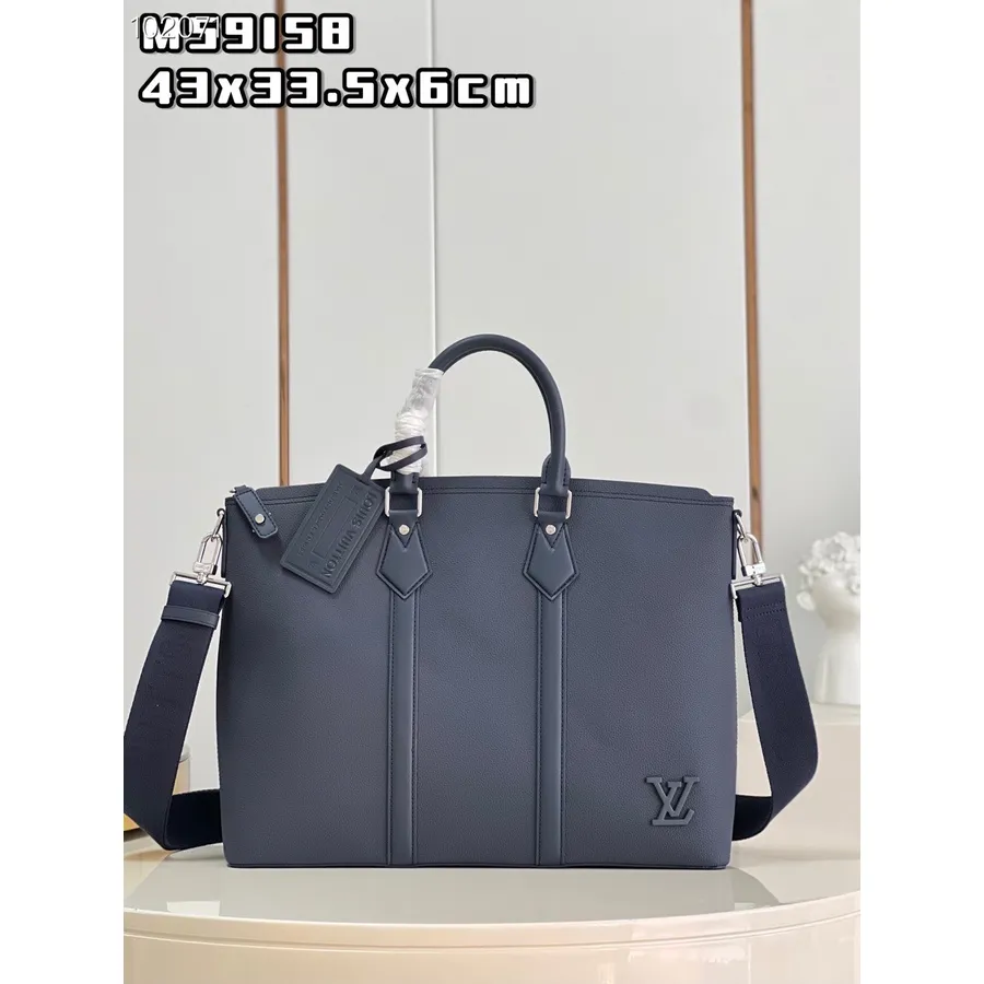 Louis Vuitton Lock It Tote 43cm με κόκκους δέρμα φθινόπωρο/χειμώνας 2022 συλλογή M59158, μπλε ναυτικό