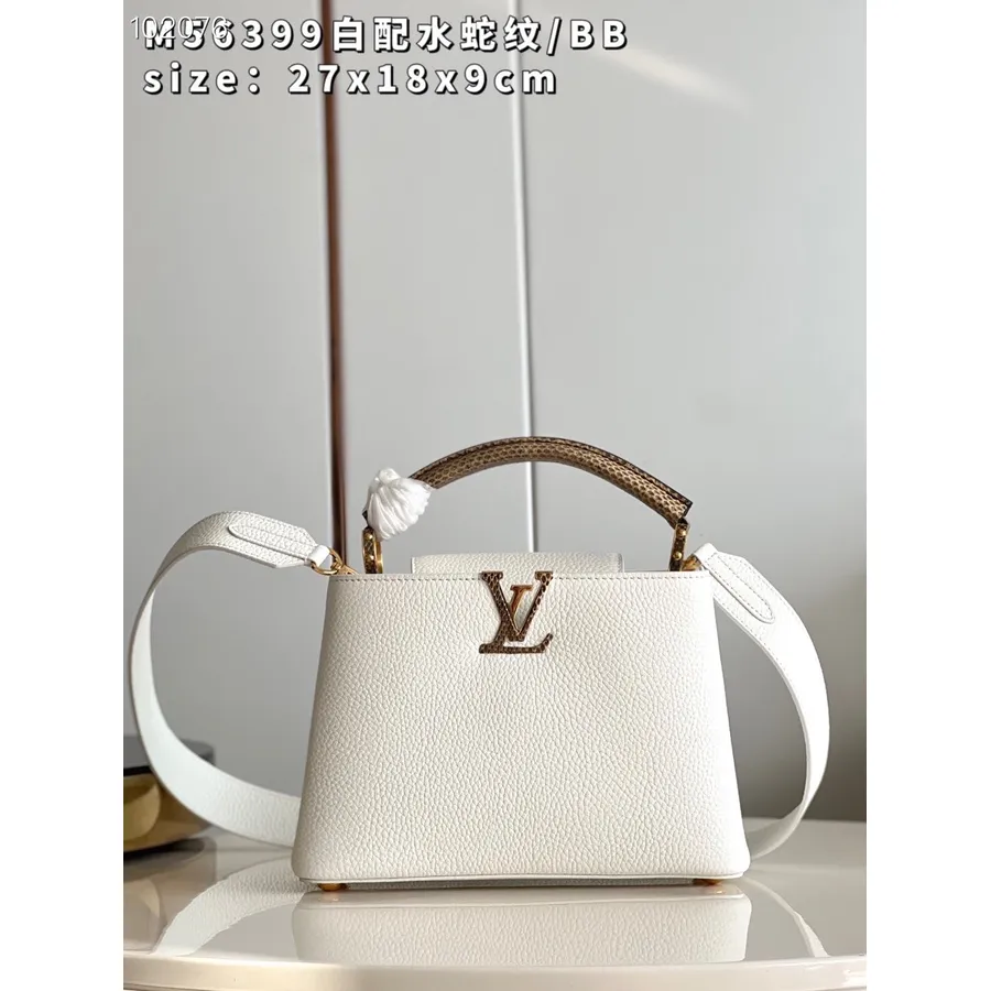 Louis Vuitton Capucines BB-Tasche 27 Cm Mit Python-Griff, Taurillon-Leder, Herbst-/Winterkollektion 2022, M56399, Weiß