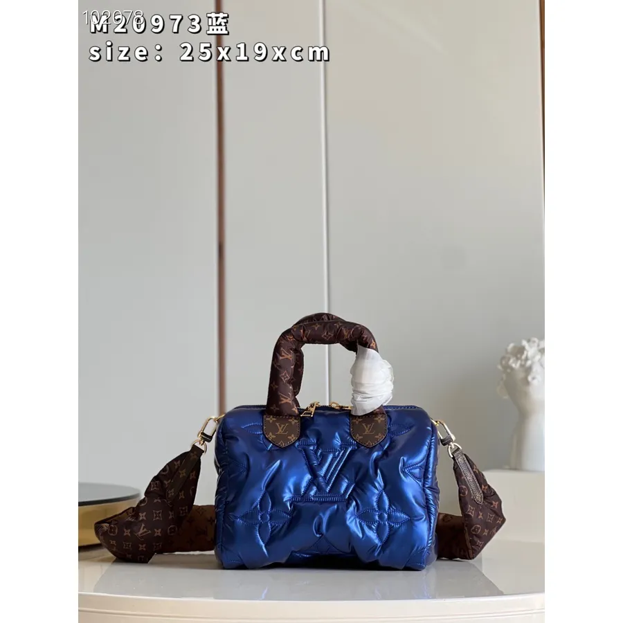 Louis Vuitton Speedy Bag 25 Cm Econyl Med Mini Monogram Belagt Lerretskant Høst/vinter 2022 Kolleksjon M21061, Marine