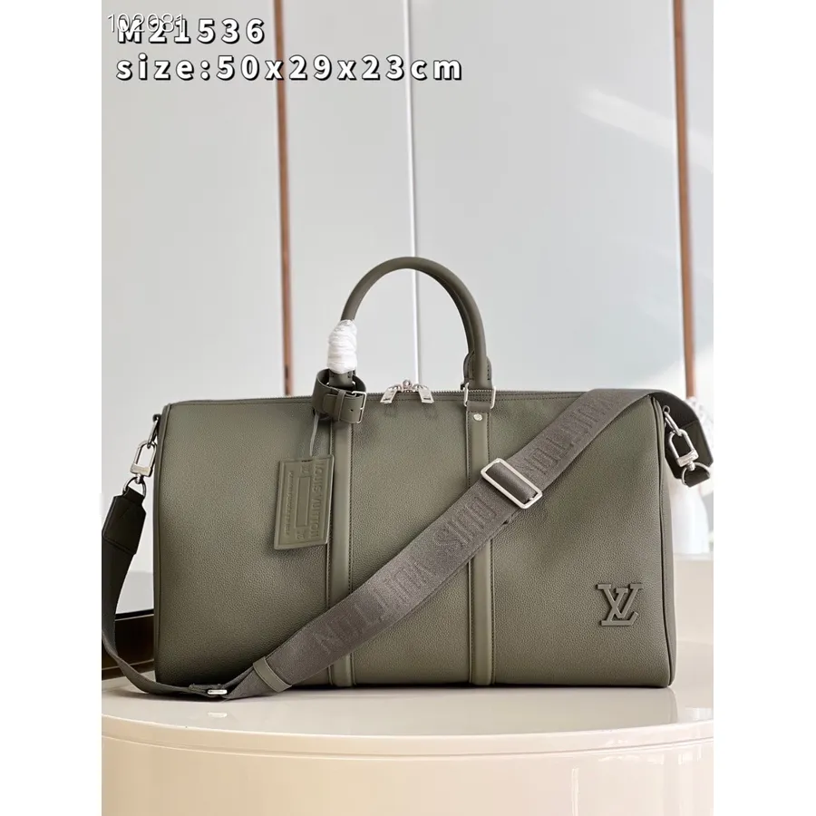 Louis Vuitton Keepall Bandouliere 50cm Lv Aerogram καμβάς δέρμα φθινόπωρο/χειμώνας 2022 συλλογή M21536, χακί