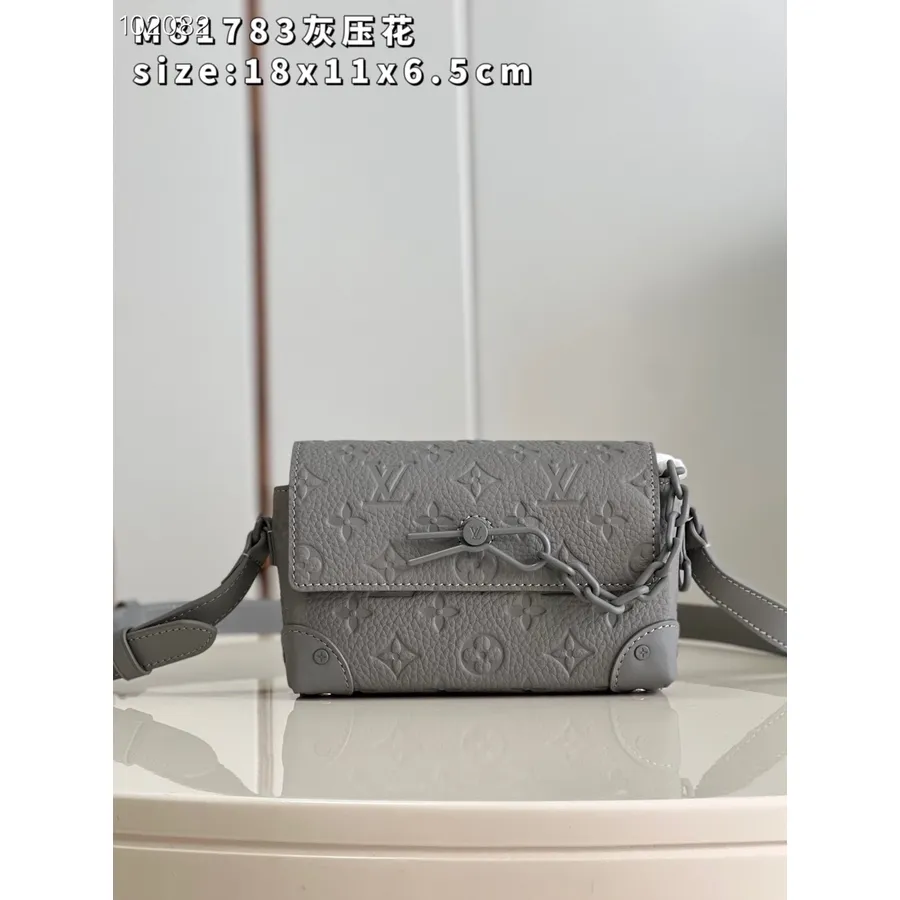 Louis Vuitton Steamer портфейл чанта за носене 18 см монограм Empreinte кожена колекция есен/зима 2022 M81783, сива