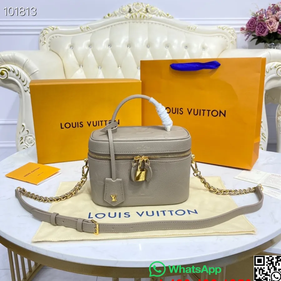 Louis Vuitton Vanity PM Bag 19CM Monogram Empreinte Leather Fall/Winter 2022 Collection M45608, Tourterelle Beige