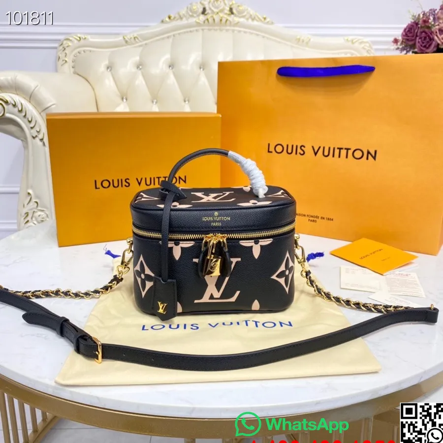 Louis Vuitton Vanity PM Bag 19CM Monogram Empreinte Leather Fall/Winter 2022 Collection M45780, Black/Cream