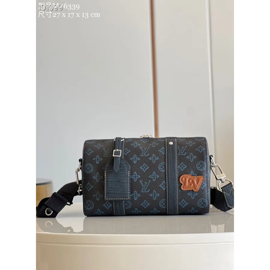 Louis Vuitton City Keepall Veske 28cm Monogram Blått Lerret Skinn Høst/vinter 2022 Kolleksjon M46339, Blå