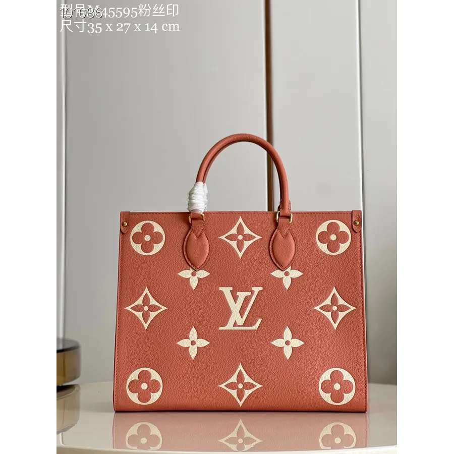 Louis Vuitton Onthego τσάντα 35cm μονόγραμμα Empreinte καμβά δέρμα φθινόπωρο/χειμώνας 2022 συλλογή M45595, τριαντάφυλλο Trianon