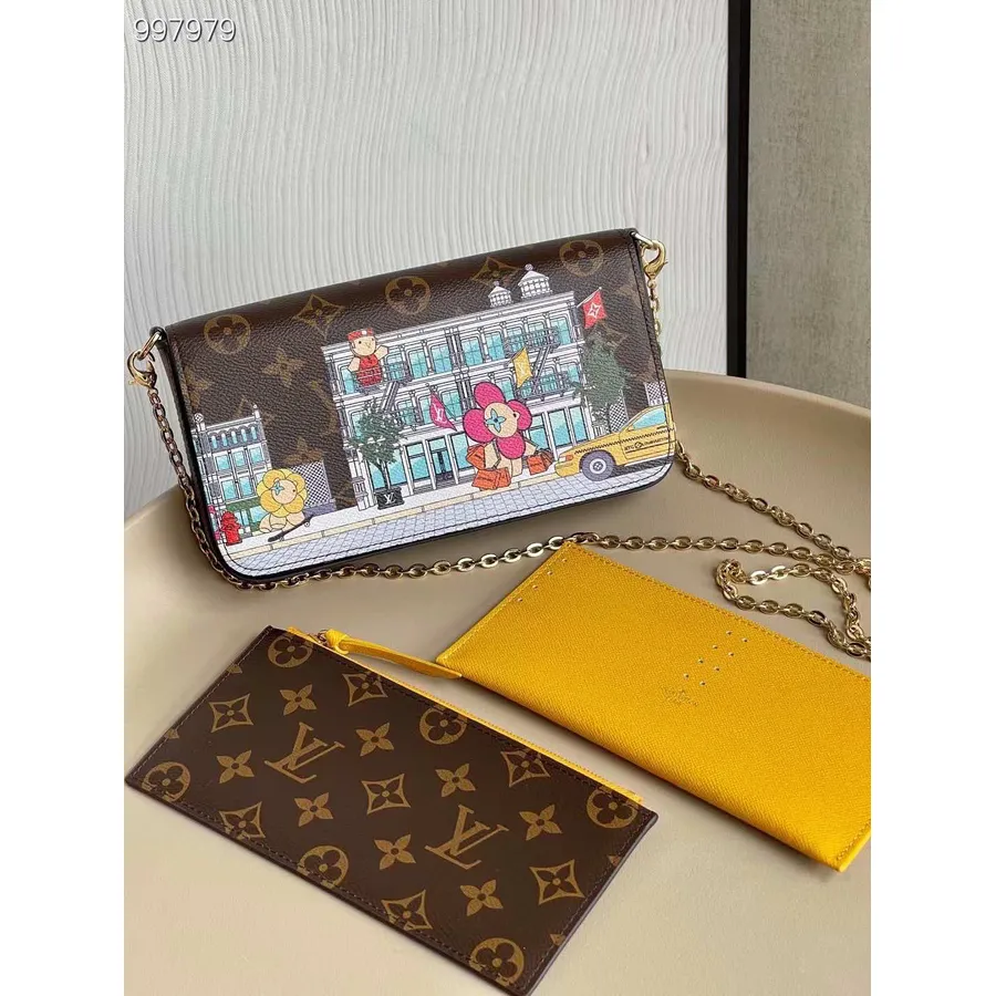 Louis Vuitton Vivienne Felicie Torba Pochette 21 Cm Monogram Płótno Skóra Kolekcja Wakacyjna 2022 M81545, żółty