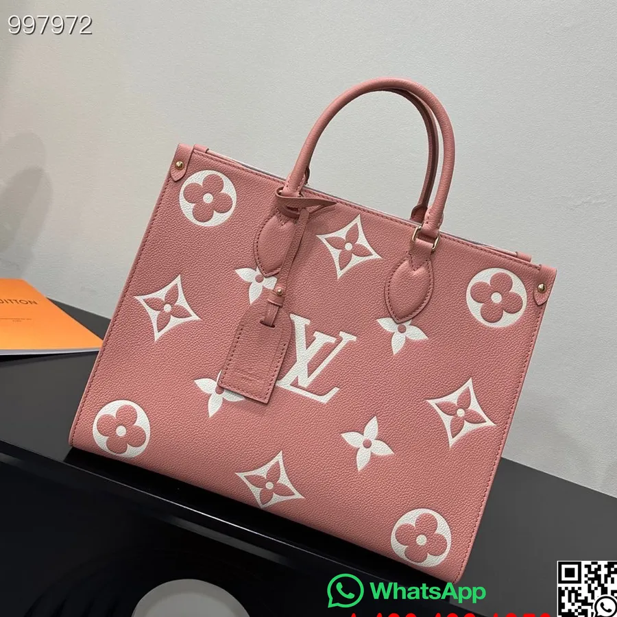 Louis Vuitton Onthego τσάντα 34cm μονόγραμμα Empreinte καμβάς δέρμα φθινόπωρο/χειμώνας 2022 συλλογή M45595, τριαντάφυλλο Trianon