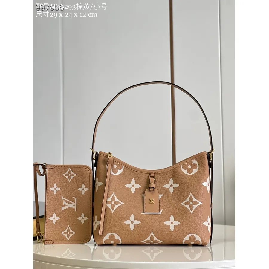 Louis Vuitton Carryall Pm Tas 29cm Monogram Empreinte Canvas Leer Herfst/winter 2022 Collectie M46293, Arizona Beige/crème