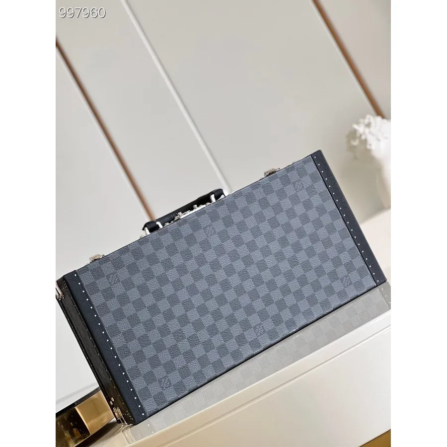 Louis Vuitton 18 Pulksteņa Korpusa Kaste 46cm Monogramma Damier Grafīta Audekls ādas Brīvdienas 2022 Kolekcija M20016, Melna