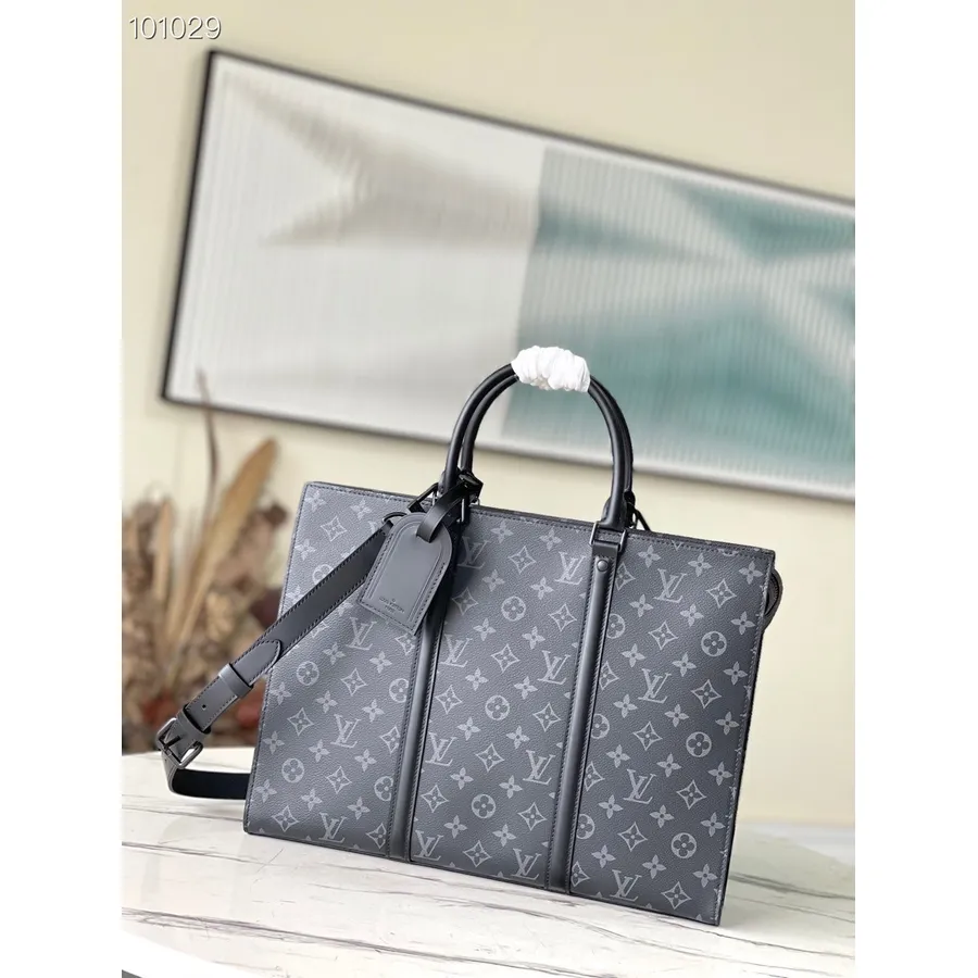 Louis Vuitton Sac Plat Vízszintes Cipzáras Táska Monogram Eclipse Vászon ősz/tél 2022 Kollekció M45265, Fekete