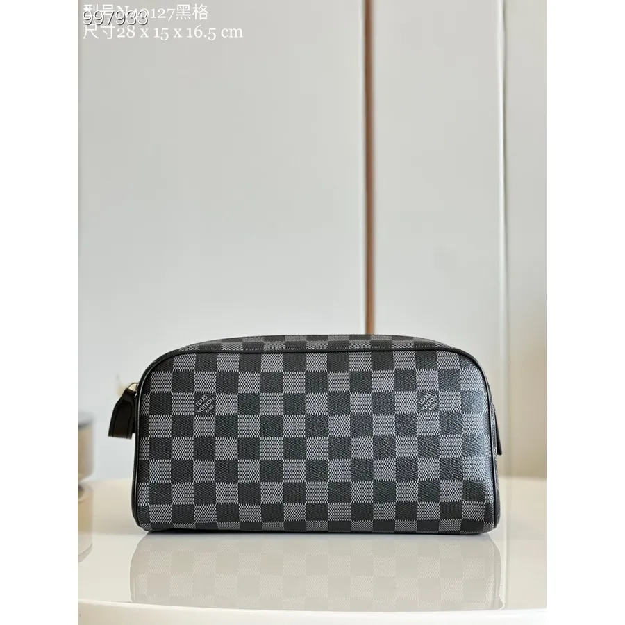 Louis Vuitton Dopp Torba 28 Cm Damier Grafitna Koža Kolekcija Jesen/zima 2022. N40127, Crna