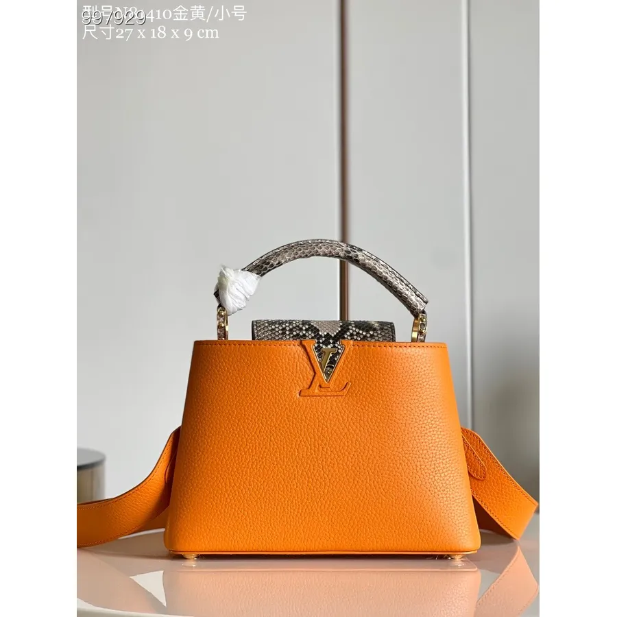 Louis Vuitton Capucines Python Mini Taška 27 Cm Taurillon Koža Jeseň/zima 2022 Kolekcia M81210, Oranžová