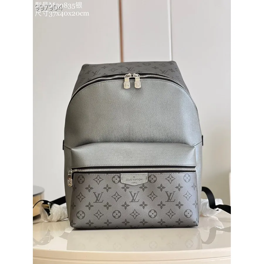 Louis Vuitton Discovery Backpack Pm 40cm μονόγραμμα καμβάς και δέρμα Taiga φθινόπωρο/χειμώνας 2022 συλλογή M30835, Gunmetal γκρι